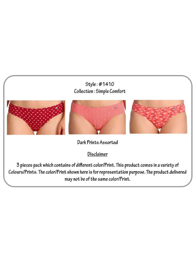 JOCKEY - 3 Pack Of Simple Comfort Bikni Plain Dark Printed Assorted - Image 1