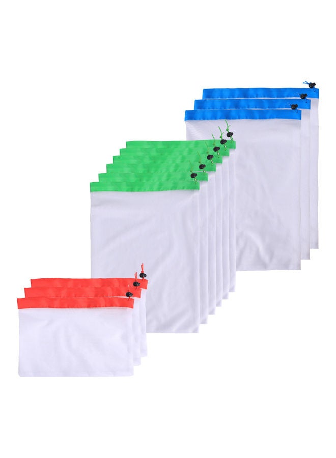 12-Piece Grocery Bag Set White/Red/Blue Large Bag(17x12), Medium Bag(12x14), Small Bag(12x8)inch  - Image 1