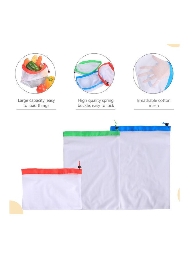 12-Piece Grocery Bag Set White/Red/Blue Large Bag(17x12), Medium Bag(12x14), Small Bag(12x8)inch  - Image 2