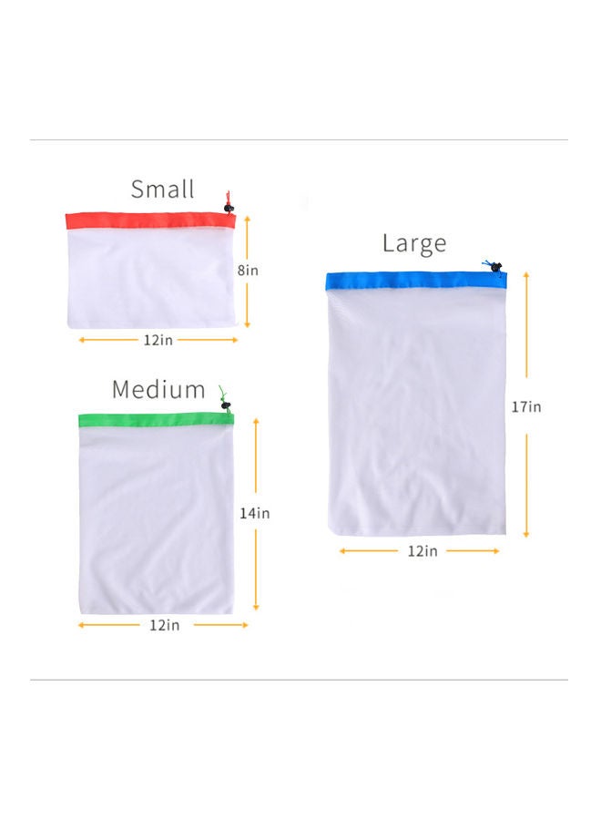 12-Piece Grocery Bag Set White/Red/Blue Large Bag(17x12), Medium Bag(12x14), Small Bag(12x8)inch  - Image 5