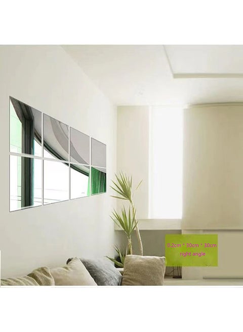 4-Piece Mirror Sticker Grey 30x30cm