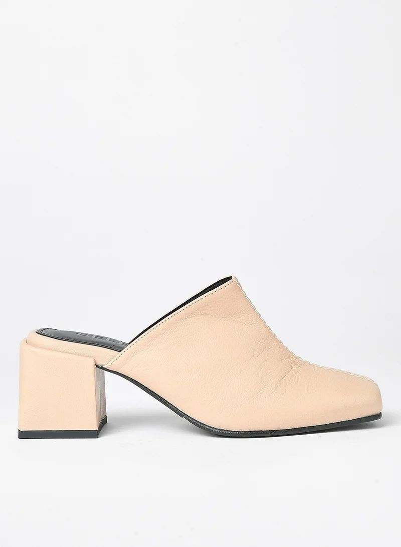 SELECTED FEMME Block Heel Leather Mules