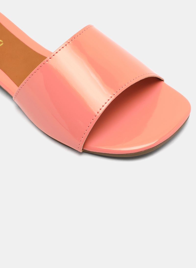 Aila - Casual Plain Flat Sandals Peach - Image 1