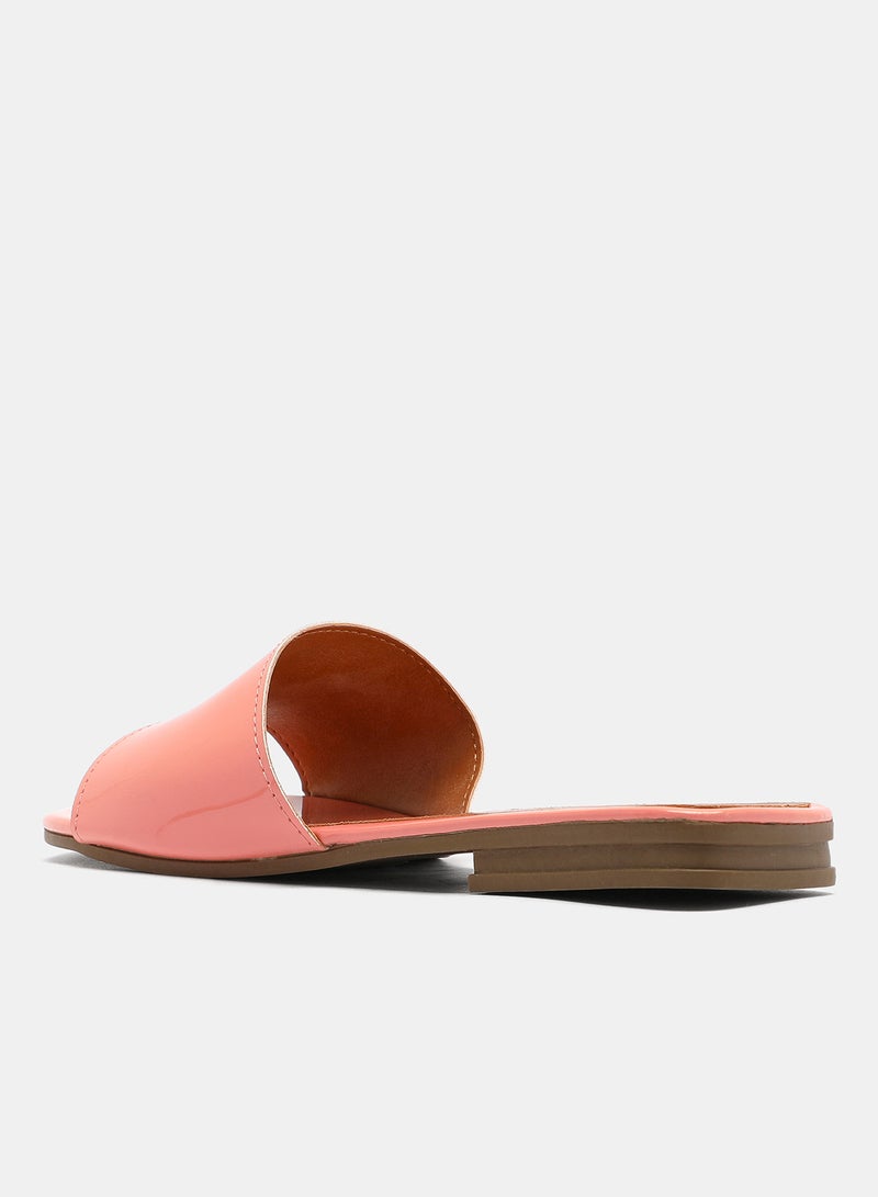 Aila - Casual Plain Flat Sandals Peach - Image 1