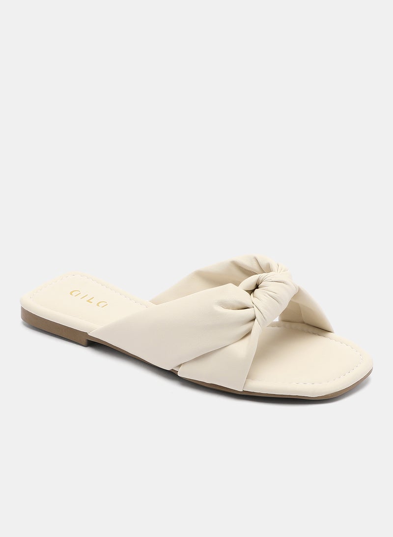 Casual Plain Flat Sandals White - v1627878309/N46213278V_1