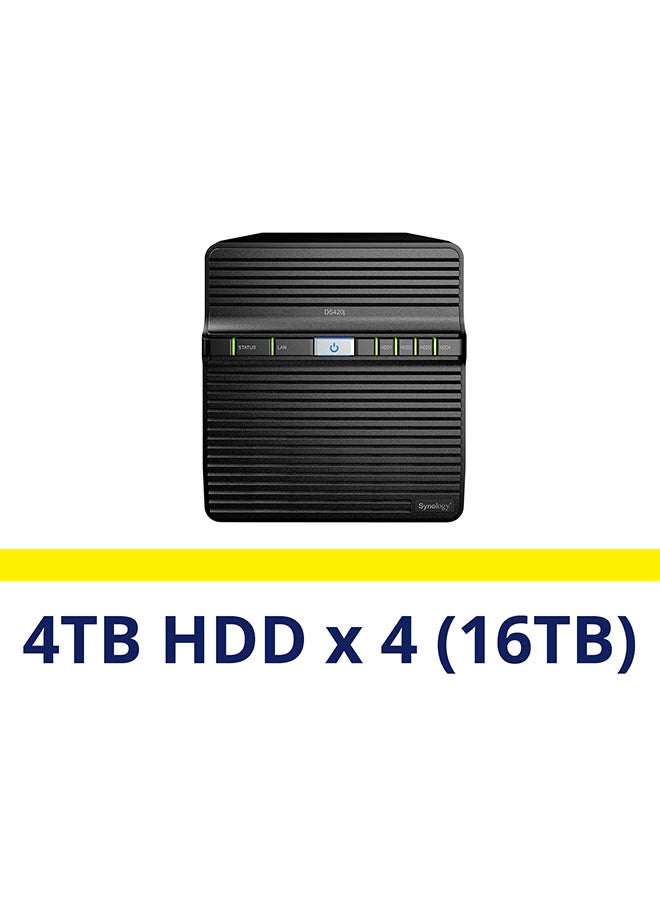 Synology - DiskStation DS420J (16TB) : 4TB x 4 Pre-Installed Hard Drives Black - Image 1