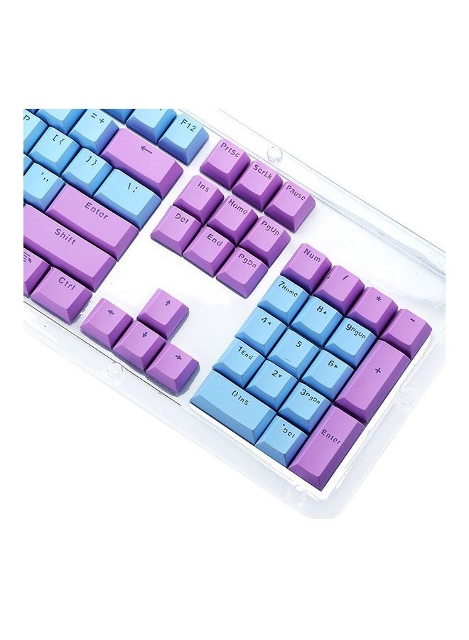 104-Piece Dual Colour Mold Transparent PBT Keycap For Mechanical Keyboard Blue/Purple - Image 2