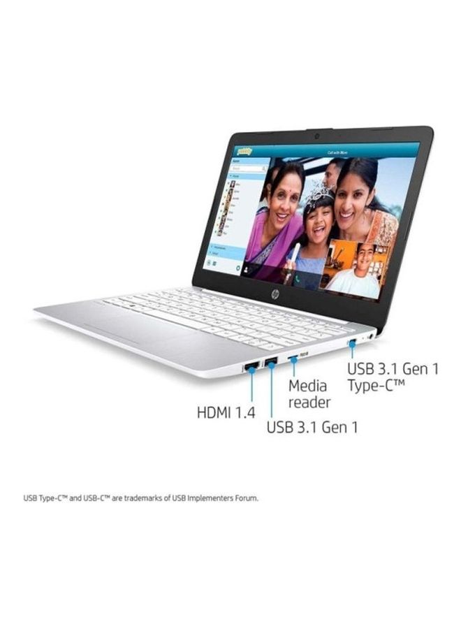 HP - Stream 11-ak0005nx Laptop With 11.6-Inch Display, Celeron Processor/4GB RAM/64GB eMMC Flash Drive/Intel UHD Graphics/Windows 10 + USB Optical Mouse + Protective Sleeve + Cruzer Blade USB Flash Drive English/Arabic White/Black - Image 1
