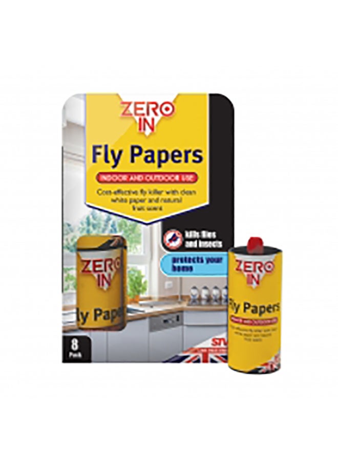 STV Pack Of 8 Fly Papers 9cm - Image 1