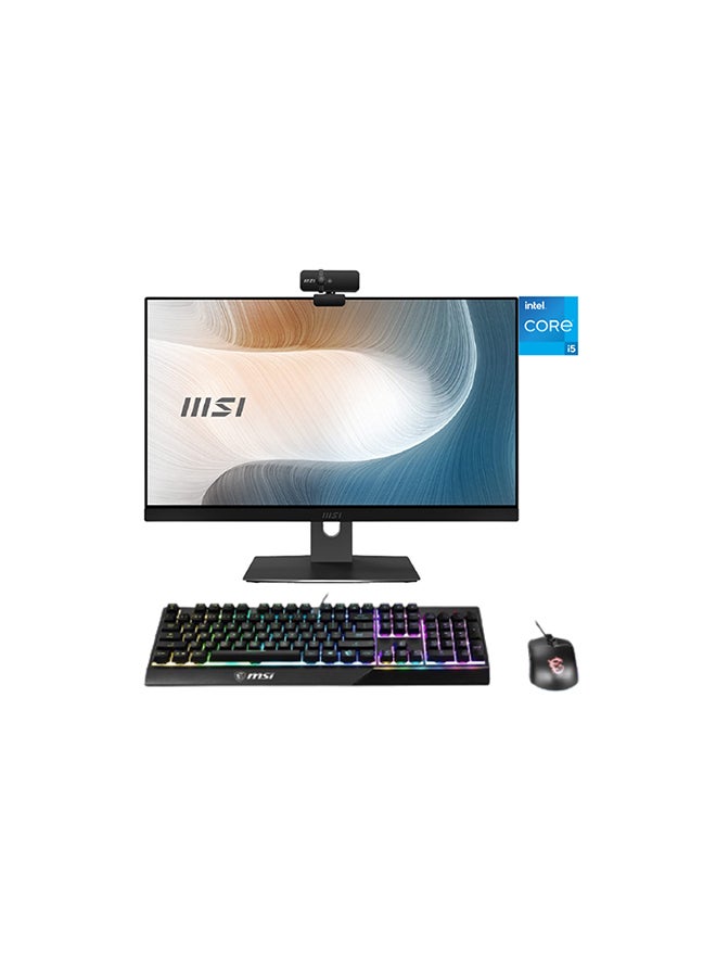 MSI Modern AM241 AIO All-In-1 Desktop With 23.8-Inch IPS FHD Display, Core i5-1135G7 Processer/8GB RAM/1TB HDD + 256GB SSD/Intel UHD Graphics With Keyboard And Mouse English Black  - Image 1