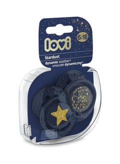 lovi 2 Piece Dynamic Silicone Pacifier Stardust - 6-18 M, Blue  - Image 1