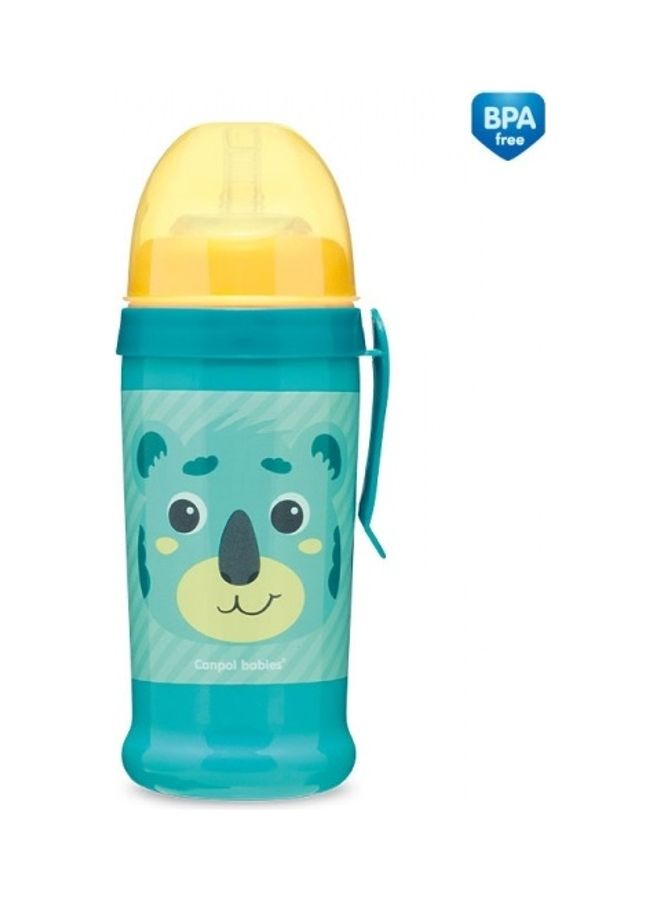 Canpol babies Canpol babies Non-spill Sport Cup with Silicon Straw 350ml HELLO LITTLE turquoise  - Image 1