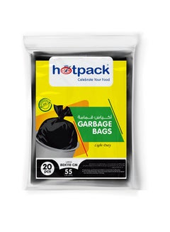 Hotpack 20-Piece Garbage Bags 55 Gallon Black 80x110cm  - Image 1
