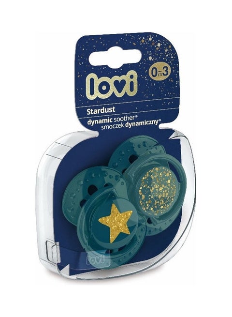 LOVI Silicone Dynamic Soother 0-3 m 2 pcs Stardust green