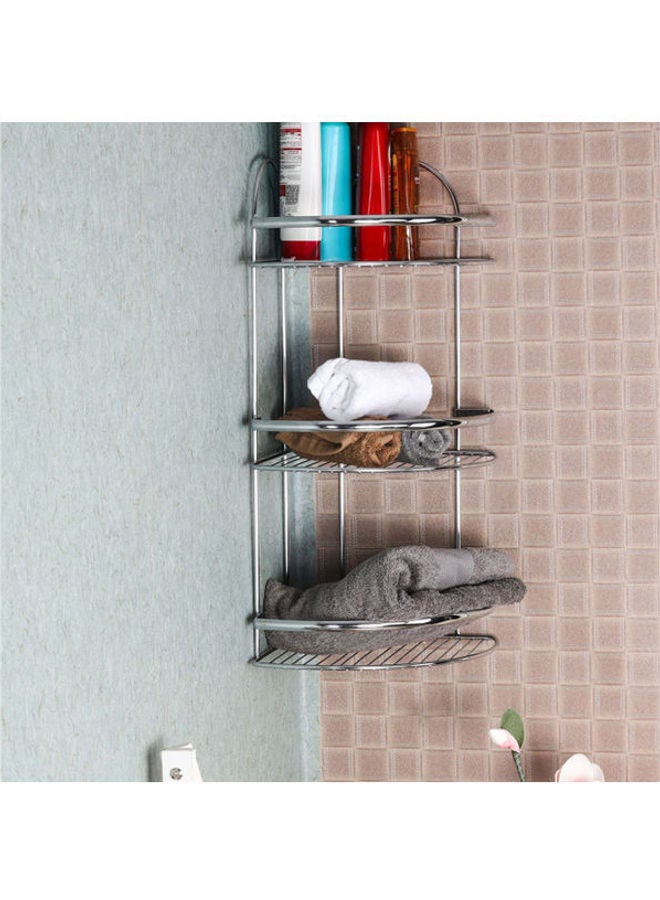 Home Center Corner Deluxe Bathroom Wall Shelf Silver 33X33cm - Image 1