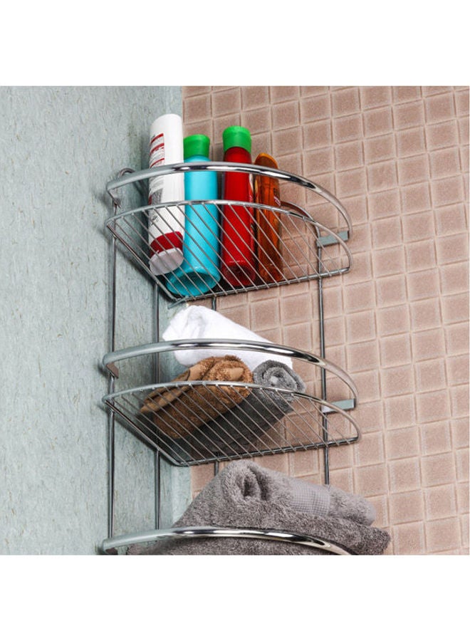Home Center Corner Deluxe Bathroom Wall Shelf Silver 33X33cm - Image 2