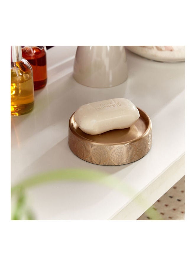 Textured Soap Dish With Leaf Patterns Gold-tone 12X12X4cm - v1627892927/N49681661A_2