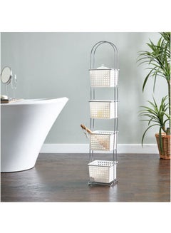 Home Center Blanc 4-Tier Storage Basket White-Silver 19X21X109cm  - Image 1