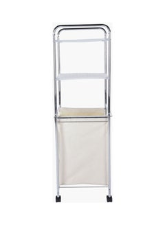 Home Center Two Shelves Laundry Basket White-Silver 127X38.5X31.5cm  - Image 1