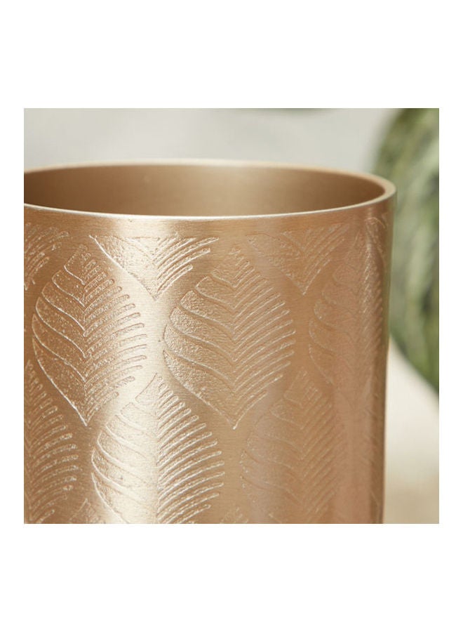 Textured Toothbrush Holder With Leaf Motifs Gold-tone 11X7X7cm - v1627893790/N49681660A_2