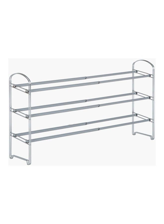 Home Center 3-Tier Expandable Non Slip Shoe Rack Silver 57.2X143.3X25.4cm  - Image 1