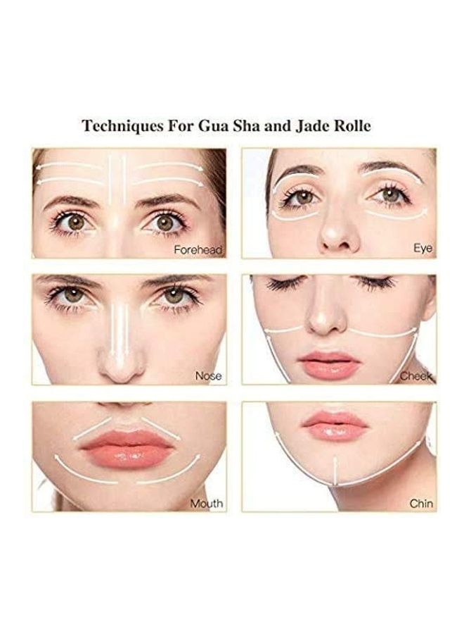 بورتوني طقم بكرة دوّارة من حجر اليشم مع أداة تدليك الوجه جوا شا. أخضر/ذهبي - Image 2