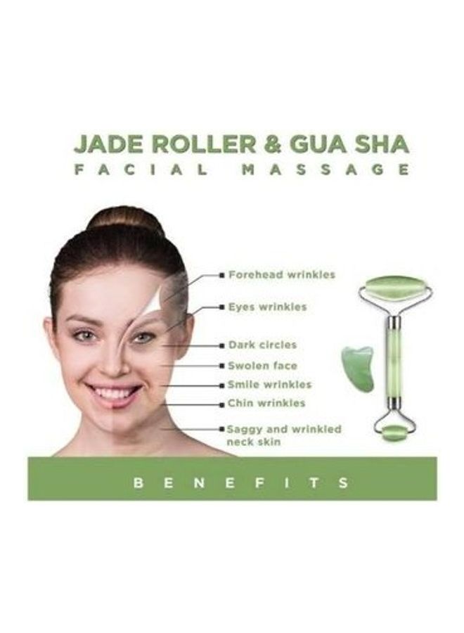 بورتوني طقم بكرة دوّارة من حجر اليشم مع أداة تقشير جوا شا. أخضر/ذهبي - Image 3