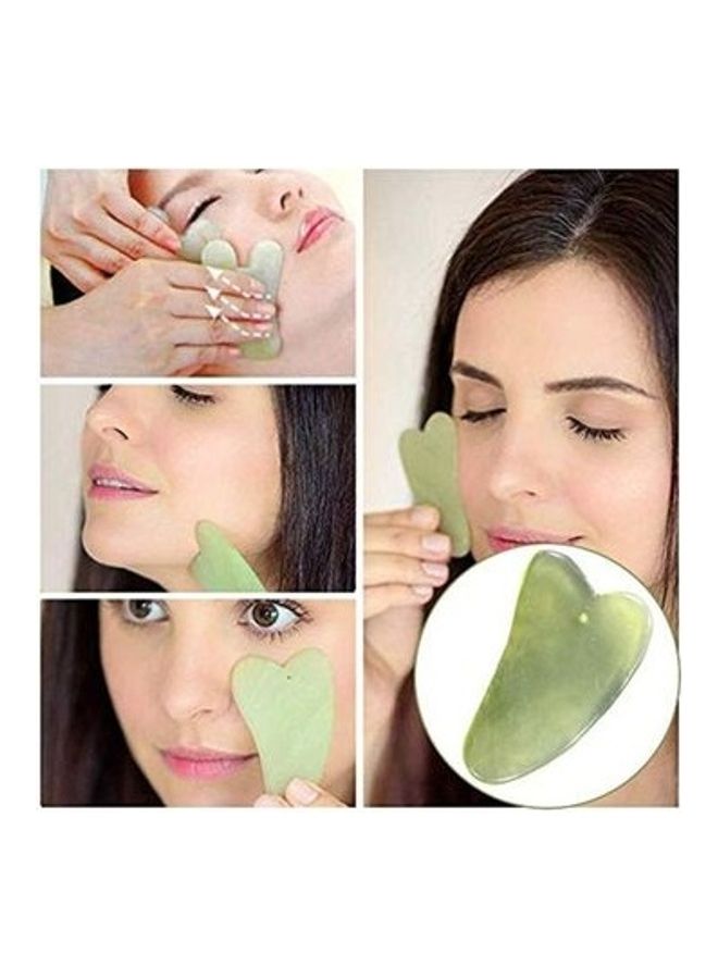 بورتوني أداة التدليك الدوارة بحجر اليشم لمكافحة علامات التقدم في السن وأداة جوا شا للوجه أخضر/فضي - Image 3