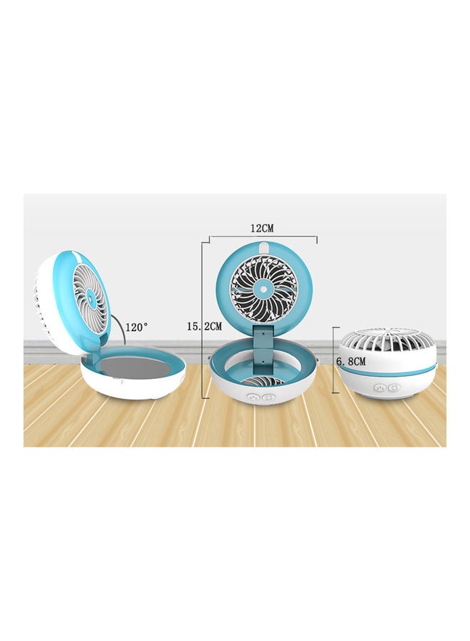 Portable 3 Speed Desk Fan With Compact Mirror H40793BL-LM Blue/White  - Image 2