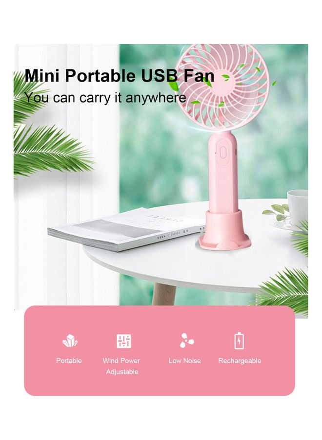 Generic - USB Mini Handheld Rechargeable Cooling Fan H39380P2-LM Pink - Image 1