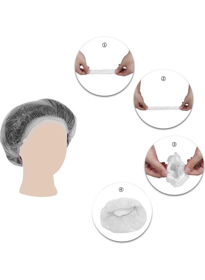 10-Piece Disposable Single-Use Waterproof Bath Cap White 41cm - Image 2