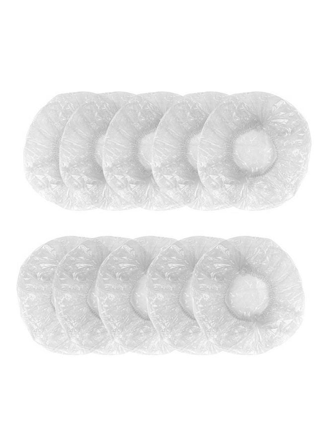 10-Piece Disposable Single-Use Waterproof Bath Cap White 41cm - Image 1