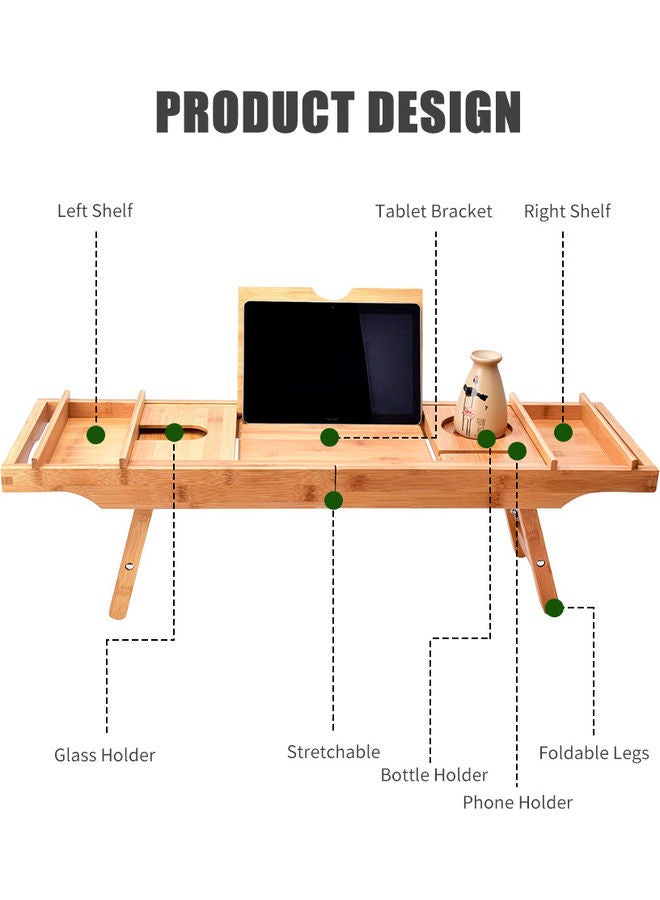 Bathtub Caddy Tray Brown 76 x 5.50 x 24cm - Image 2