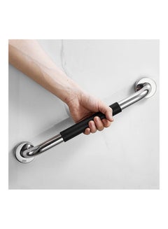 Stainless Steel Non-Slip Bathroom Grab Bar with Rubber Grip Silver/Black 2.1 x 16.92inch - v1627898626/N49684983A_2