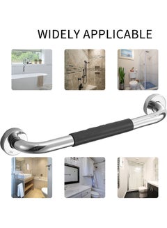 Stainless Steel Non-Slip Bathroom Grab Bar with Rubber Grip Silver/Black 2.1 x 16.92inch - v1627898626/N49684983A_3