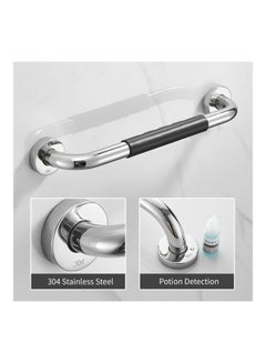 Stainless Steel Non-Slip Bathroom Grab Bar with Rubber Grip Silver/Black 2.1 x 16.92inch - v1627898626/N49684983A_5