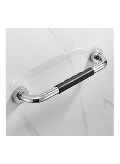 Stainless Steel Non-Slip Bathroom Grab Bar with Rubber Grip Silver/Black 2.1 x 16.92inch - v1627898626/N49684983A_6