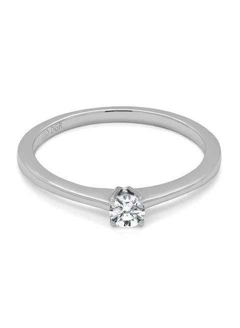 18K Four Prong White Gold Diamond Ring