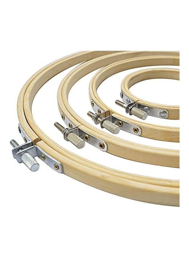 AIWANTO - 4-Piece Round Hoop for Embroidery And Cross Stitch Beige/Silver 10.2inch - Image 1