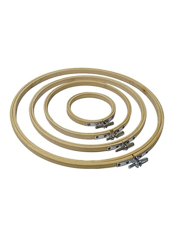 AIWANTO - 4-Piece Round Hoop for Embroidery And Cross Stitch Beige/Silver 10.2inch - Image 1