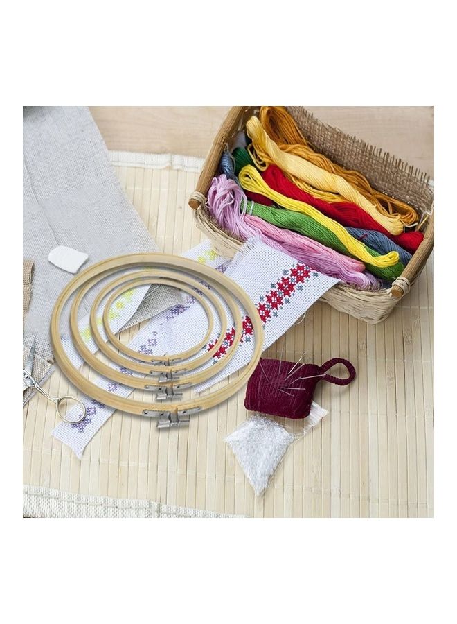 AIWANTO - 4-Piece Round Hoop for Embroidery And Cross Stitch Beige/Silver 10.2inch - Image 1