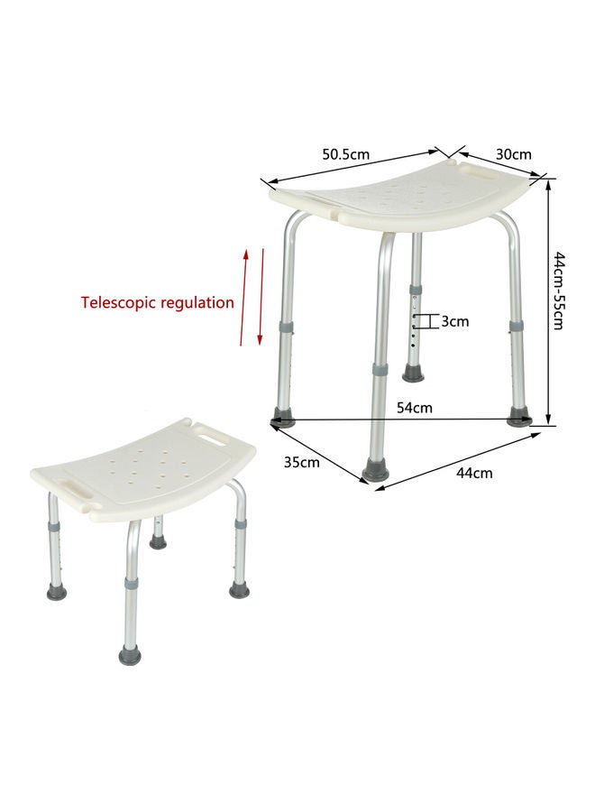 Adjustable Elderly Shower Chair White/Silver/Grey 50.5 x 30 x 55cm  - Image 2