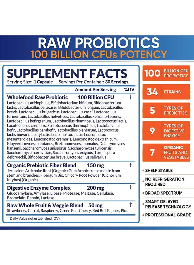 Wholesome Wellness Raw Probiotic 100 Billion CFU Capsules  - Image 3