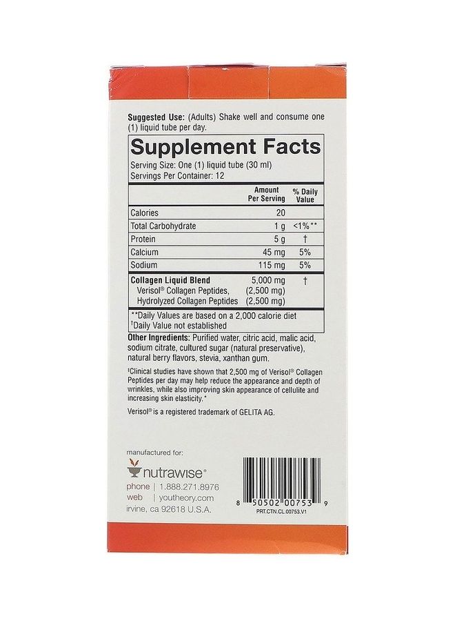 youtheory 12 Tubes of Collagen Natural Berry Liquid - Image 2