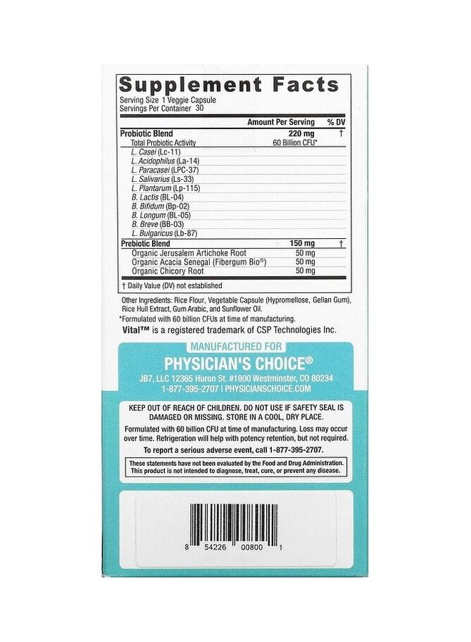60 Billion Probiotic Veg Capsules
