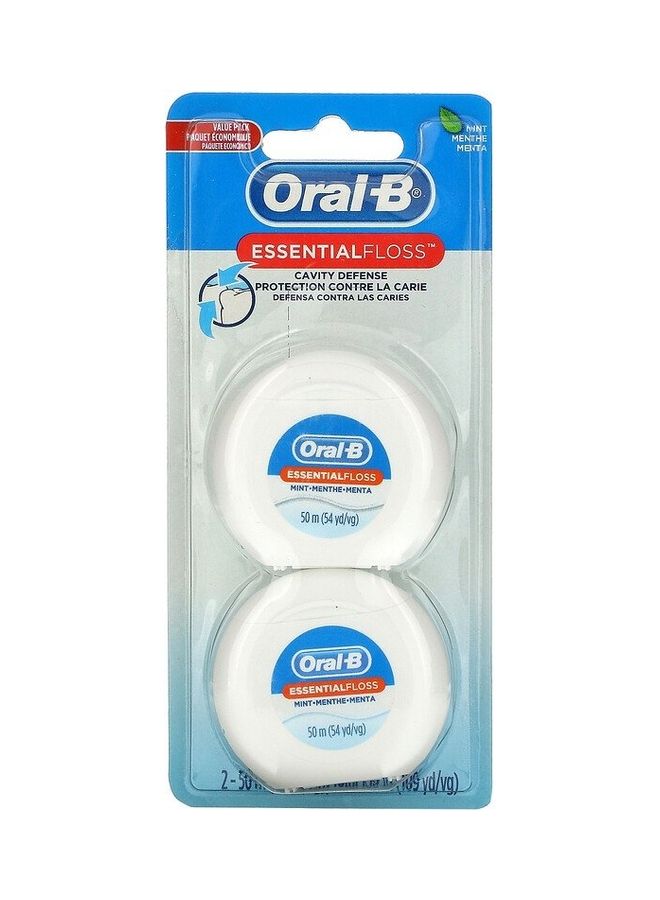 أورال بي عبوة من قطعتين - خيط تنظيف الأسنان الأساسي، بالنعناع أبيض 54*2ياردة - Image 2