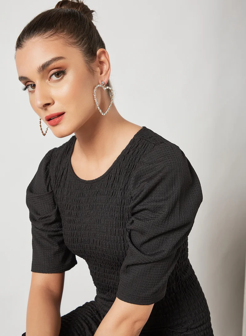 Jacqueline de Yong Smocked Dress Black