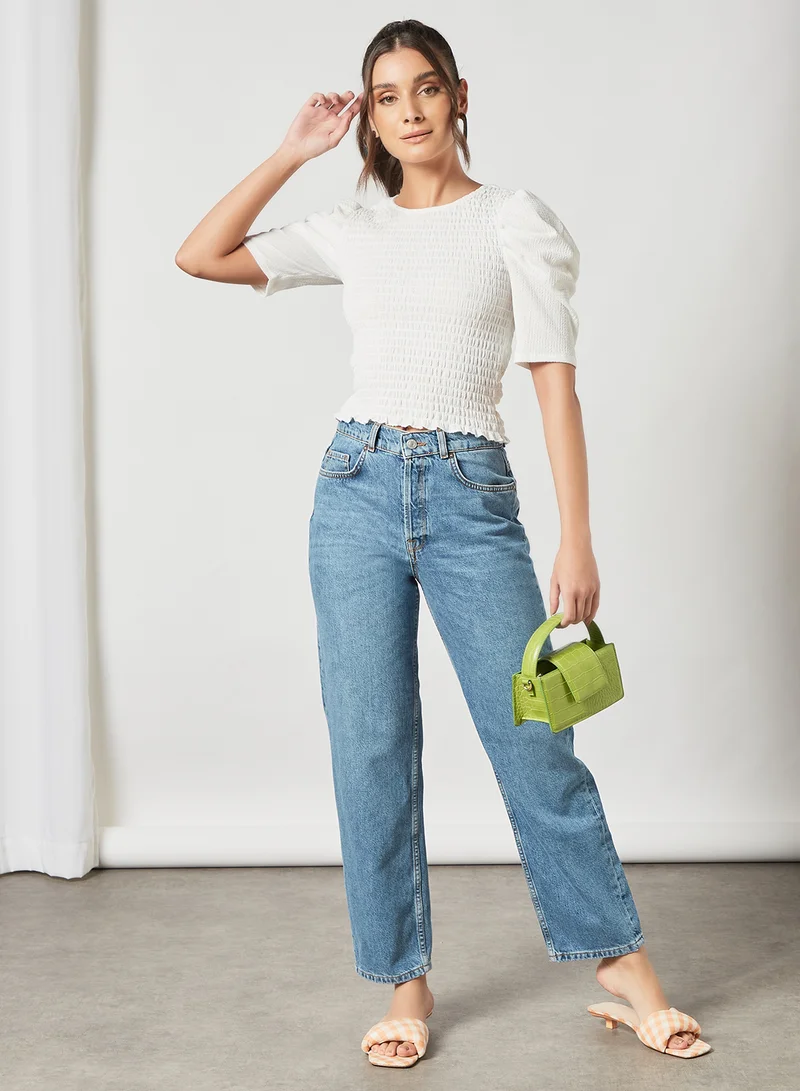 SELECTED FEMME High Waist Straight Fit Jeans Medium Blue