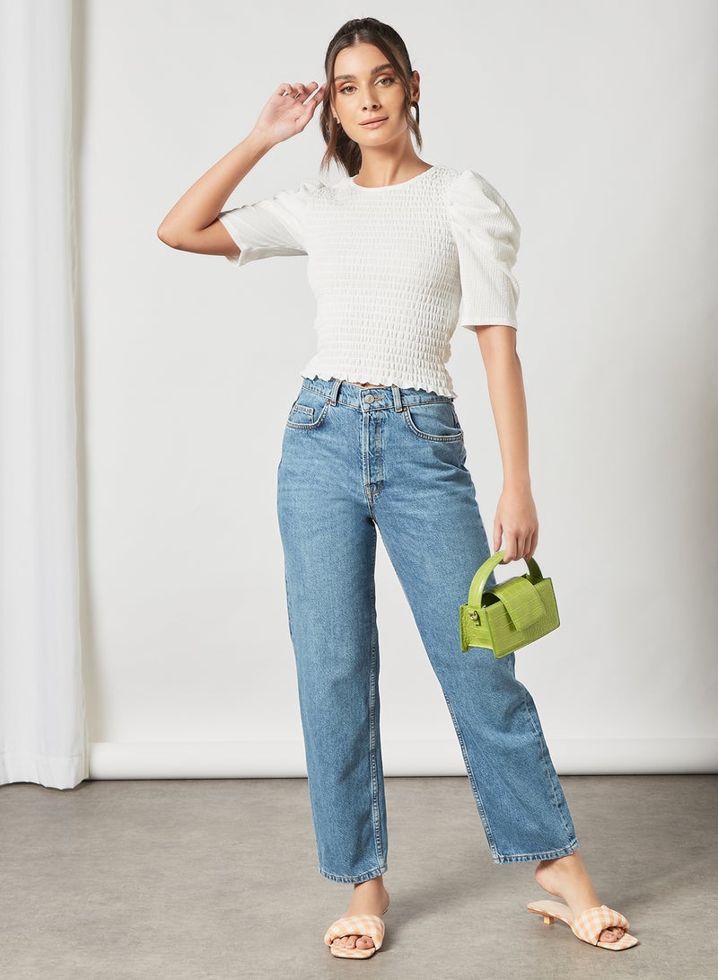 SELECTED FEMME - High Waist Straight Fit Jeans Medium Blue - Image 1