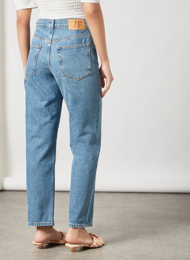 SELECTED FEMME - High Waist Straight Fit Jeans Medium Blue - Image 1